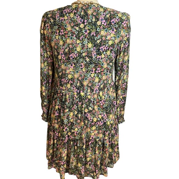 ZARA Long Sleeved Floral Dress Size Small but Roomy Ruffled Lined Peasant - Picture 6 of 12